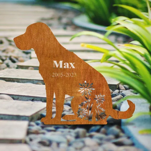 Vista 4 de Letrero de metal personalizado Golden Retriever, marcador de tumba de Golden Retriever, pérdida de Golden Retriever, letrero de flor Golden