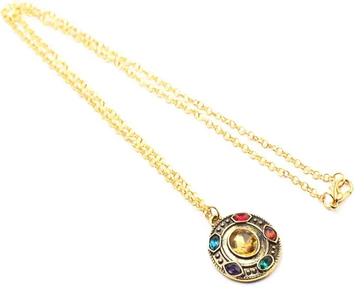 Vista 5 de PILLOBOX Thanos Infinity Guantelete Collar Joyería Colgante Juguetes Regalos Para NiñoNiñaHijoHija Metal