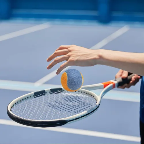 Vista 4 de Pelotas de tenis a juego de color naranja y verde, paquete de 10 pelotas de tenis de entrenamiento de presión para principiantes, jugadores novatos