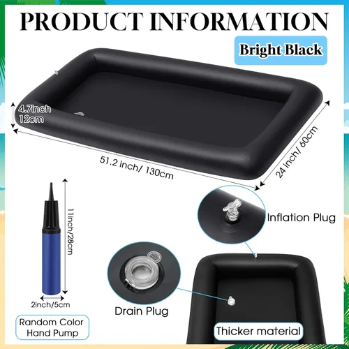 Vista 2 de [Usado] Leitee - Bandeja de hielo inflable con tapón de drenaje, 3 unidades, color negro Mesh Food Cover, Drink Containers and Inflator for Quick