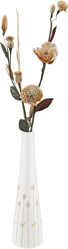 Vista 5 de AeraVida Floreciendo Meadow White - Jarrón de madera de mango en forma de botella de 14 pulgadas Elegante decoración rústica hecha a mano