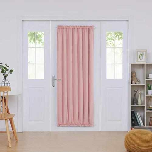 Vista 54 de Deconovo Cortinas opacas para puerta, bolsillo para cortinero y cortinas de bloqueo con aislamiento térmico para dormitorio, 137.16 x 189.2 cm, azul