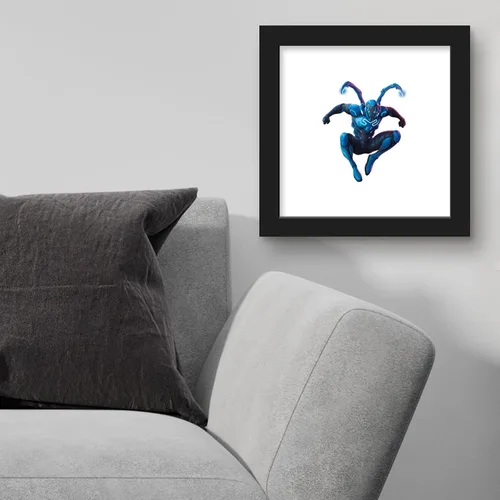 Vista 3 de Trends International Gallery Pops DC Comics Blue Beetle - Póster de pared de escarabajo volador, 12 x 12 pulgadas, versión de marco negro