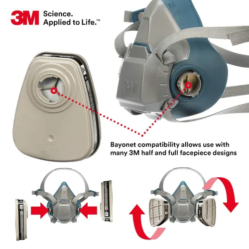 Vista 4 de 3M Cartucho respirador 6001, 30 pares, ayuda a proteger contra vapores orgánicos, limpieza, pintura, dispensación de productos químicos, limpieza