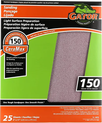 Vista 15 de Gator CeraMax - Hojas de lijado de cerámica de 9 x 11 pulgadas, grano 80, paquete de 25
