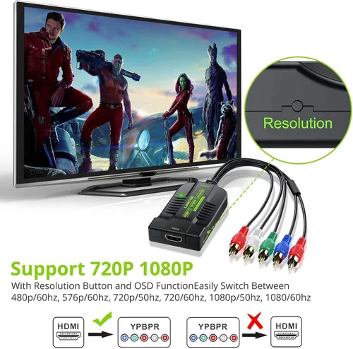 Vista 4 de LiNKFOR 1080P HDMI a Componente Convertidor Escalador HDMI a YPbPr Convertidor convertir HDMI a componente HDMI a video Convertidor HDMI a 5RCA RGB