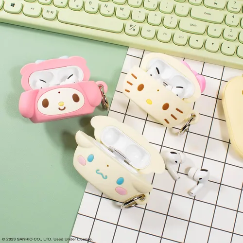 Vista 6 de iFace Funda de Hello Kitty y sus amigos [compatible con AirPods Pro1/Pro2, no para Pro3] [Serie de bollos al vapor] Funda protectora de silicona