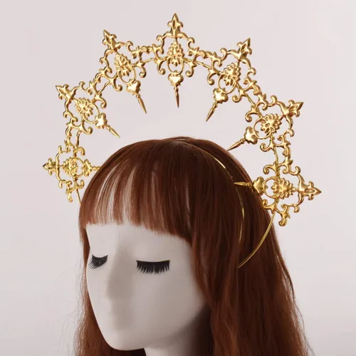 Vista 3 de BLESSUME Corona de Halo de María Diosa Diadema Mujer Disfraz de Halloween Accesorio para la Cabeza