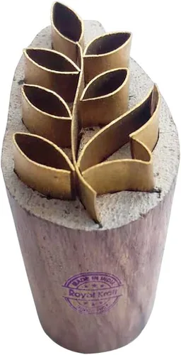 Vista 29 de Royal Kraft Sellos de madera de latón de hoja para impresión de bloques en arcilla, cerámica, tela Btag001