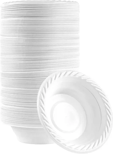 Vista 21 de PLASTICPRO Platos redondos de plástico de 7 pulgadas para microondas, desechables, color blanco, vajilla de 100