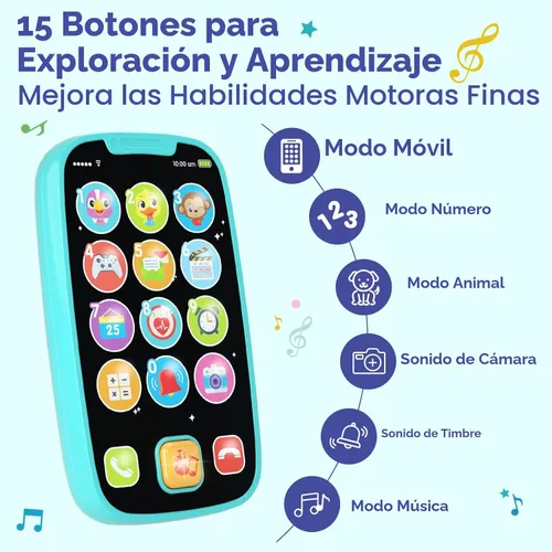 Vista 3 de Juguetes para niños de 1 año, 15 funciones, juguetes de niño de 1 año para niños de 1 año, teléfono de juguete para bebés, juguetes para bebés de 12