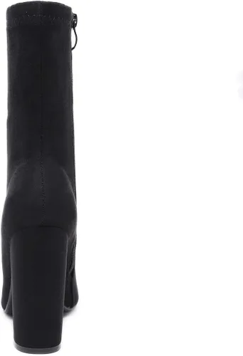 Vista 3 de STUPMARY Botas de mujer con tacón grueso, punta puntiaguda, botines de tacón alto, botas de invierno