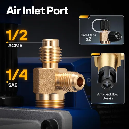 Vista 3 de VIVOHOME 110 V 1/4 HP 3.5 CFM - Juego de bomba aspiradora HVAC de una sola etapa y manómetro AC, motor sin chispas para sistemas R32 R1234yf R454B
