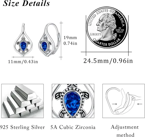 Vista 5 de Aretes de plata de ley 925 con diseño de tortuga, elefante, colibrí, flamenco, con diseño de animales, hipoalergénicos, regalo diario para mujeres