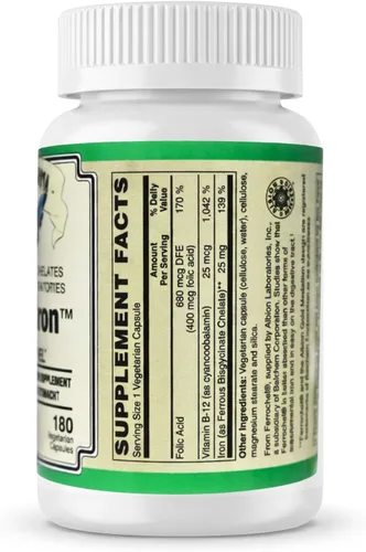 Vista 4 de Easy Iron (patentado Ferrochel®, bisglicinato de hierro) - 180 Cápsulas Vegetarianas Patented Ferrochel®, Iron Bisglycinate