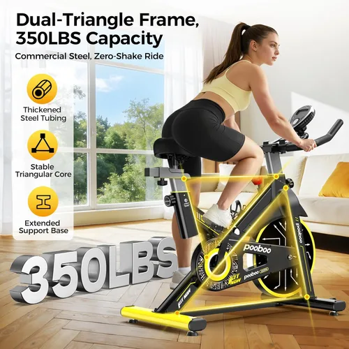 Vista 4 de Stationary Exercise Bike for home, Magnetic Resistance, Silence & Smart App Negro Amarillo Actualizado