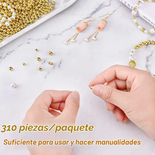 Vista 4 de 310 cuentas redondas rellenas de oro para la fabricación de joyas, 0.118 pulgadas, 0.157 pulgadas, 0.2 0.118 in