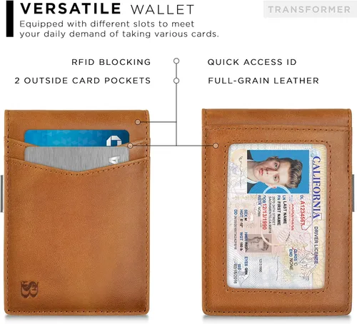Vista 4 de SERMAN BRANDS Money Clip Wallet - Mens Wallets slim Front Pocket RFID Blocking Card Holder Minimalist Mini Bifold Transformador del desierto
