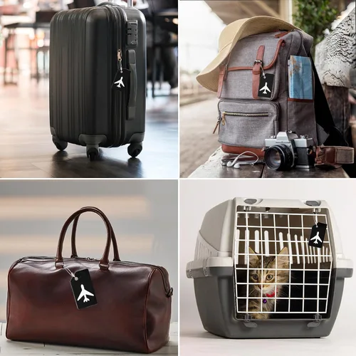 Vista 6 de Gostwo - Paquete de 8 etiquetas de silicona para equipaje, bolso de mano, mochila escolar, maleta, etiqueta de instrumento (negro)