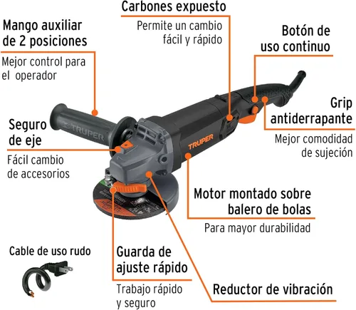 Vista 2 de Amoladora angular, 4-1/2 ', industrial, 900 W