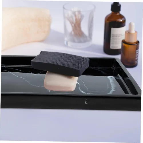 Vista 4 de Bandeja de baño de cerámica negra Maquillaje Joyas Plato de vanidad