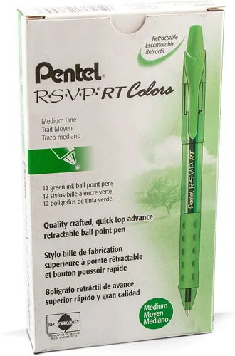 Vista 20 de Pentel RSVP RT Colors - Bolígrafo retráctil (1.0mm) trazo medio, color rosa, barril, tinta rosa, caja de 12 (BK93CRP-P)