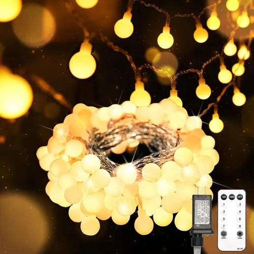 Vista 14 de suddus - Guirnalda de luces con forma de globo, 50 luces LED alimentadas por batería, para bandera, patio trasero, patio, jardín, fiesta
