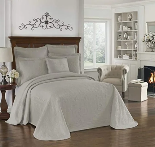 Vista 24 de Colcha Historic Charleston King Charles de estilo granja moderna con diseño floral matelasse, 100% algodón transpirable, tamaño King/California