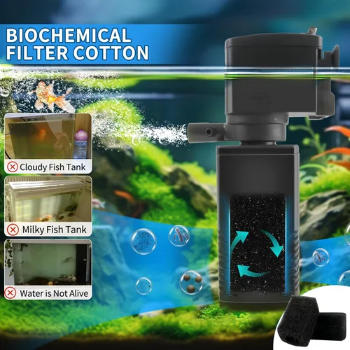 Vista 3 de coospider-repta Filtro de Tanque de Peces para Tanque de 15-40 Galones, 160 GPH Filtros Internos de Acuario Cristalinos y Potentes Sistema de Bomba