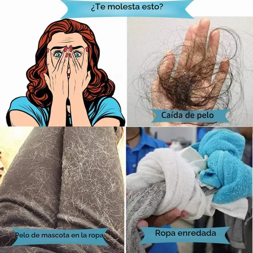 Vista 2 de Removedor de pelo de mascotas para lavandería, no tóxico, reutilizable, bolas de secadora para lavadora y secadora, elimina el pelo largo de perros