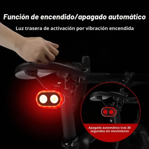 Vista 2 de Luz trasera para bicicleta, sensor de freno inteligente, parte trasera de bicicleta, luz principal + subluz de encendido/apagado automático, 4 x 5
