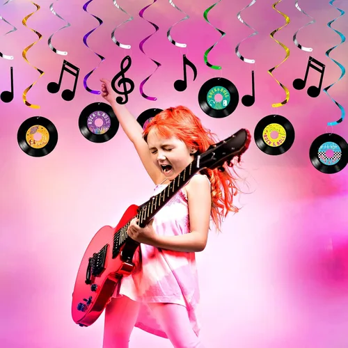 Vista 4 de 24 piezas de registro de notas musicales colgantes, registro de remolinos y música, letrero de decoración de pared con remolinos colgantes