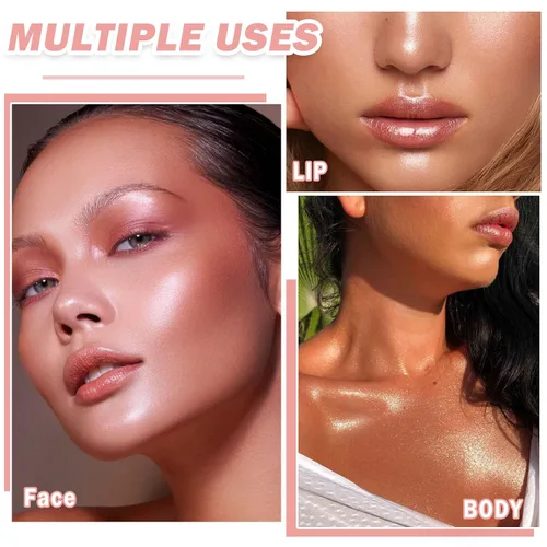 Vista 6 de Paleta de maquillaje con resaltador facial blanco, polvo de contorno brillante, impermeable, de larga duración, ilumina la tez facial, iluminador