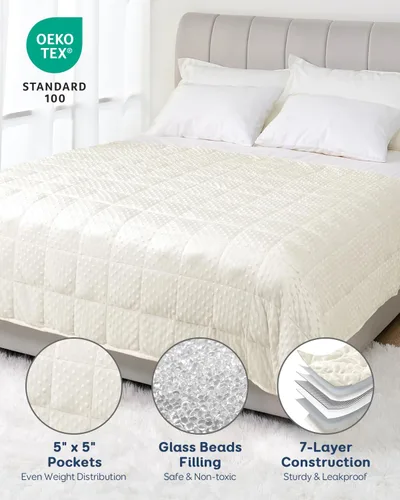 Vista 4 de Kivik Manta con peso lavable para adultos, manta pesada de 12 libras, edredón con peso ultrasuave y fresco de minky, regalos para dormir y calmar
