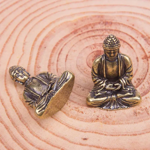 Vista 2 de ZORZA 2 mini estatuas de Buda de latón resistentes para meditación, postura sentada, pequeña figura de Buda Sakyamuni para decoración de Feng Shui