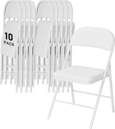 Vista 17 de SEALAMB Paquete de 4 sillas plegables con asiento cómodo, marco de metal resistente, sillas apilables portátiles para bodas, fiestas, oficina