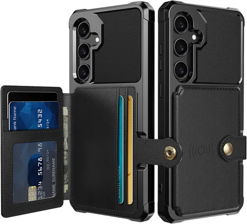 Vista 32 de Funda para Samsung Galaxy S21 Ultra con tarjetero, compatible con soporte magnético para automóvil, resistente a los golpes, resistente, suave, TPU