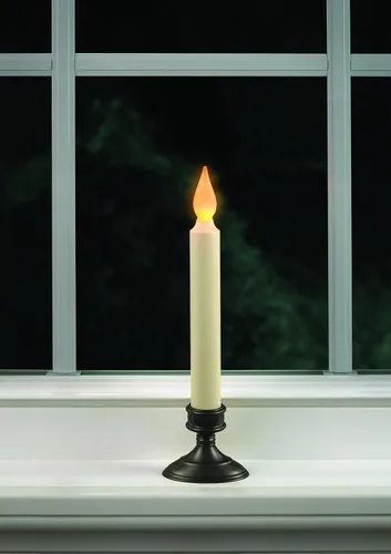 Vista 4 de Xodus - Velas LED para ventana a pilas, sensor de atardecer a amanecer, paquete de 4 Amber Flicker Flame, 8-7/8" Tall, Durable Plastic