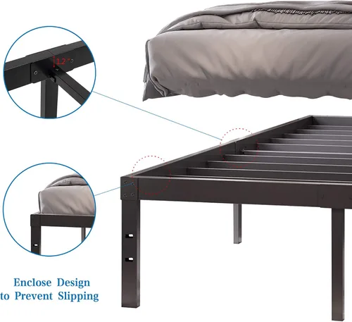 Vista 6 de Homdock Base de cama de tamaño matrimonial, base de colchón de plataforma de metal resistente de 16 pulgadas, estructura de acero resistente