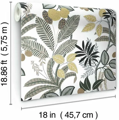 Vista 6 de RoomMates RMK11578RL Papel tapiz autoadhesivo Funky Jungle gris y amarillo