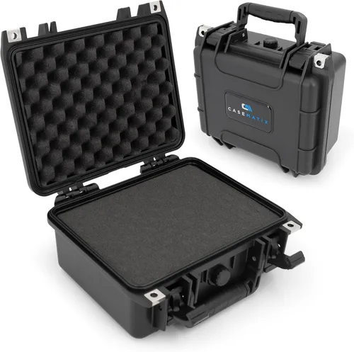 Vista 7 de CASEMATIX Funda rígida impermeable de 9" con espuma personalizable para electrónica portátil, herramientas y accesorios - Estuche de plástico