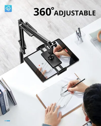 Vista 6 de UBeesize Soporte para Tablet para Cama y Piso, Soporte Ajustable para iPad de Servicio Pesado de 9.7 LB, Giratorio de 360°, Brazo Extensible
