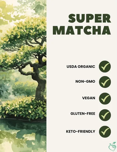 Vista 4 de Cherie Sweet Heart Matcha Powder Green Superfood Mix, mezcla de verduras sin OMG, a base de plantas, enfoque y energía, polvo de té verde orgánico