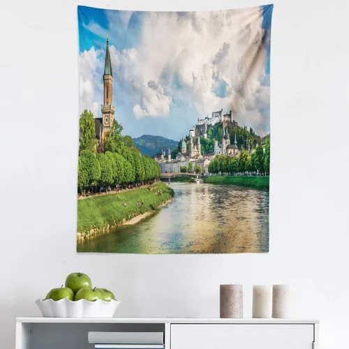 Vista 72 de Ambesonne Tapiz hippie, abrazo de hongos de ensueño y árbol de la vida místico y mandal verde, decoración de tela para colgar en la pared