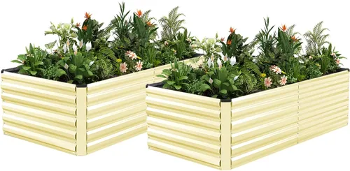 Vista 41 de NAVINE Cama de jardín elevada de 8 x 4 x 2 pies, macetas elevadas de metal grande, macetas para plantas al aire libre para verduras, flores