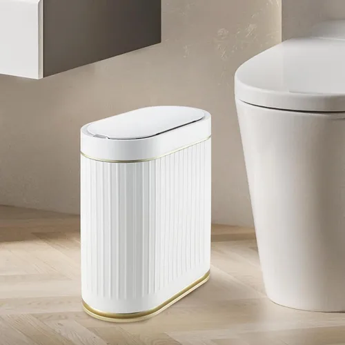 Vista 8 de ELPHECO Cubo de Basura para Baño de 2 Galones Cubo de Basura Inteligente de Plástico Impermeable Cesta de Basura Decoración de Baño Cubo de Basura