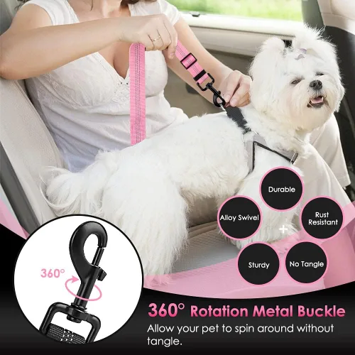 Vista 9 de SlowTon Cinturón de seguridad para perro, correa de cinturón de seguridad ajustable para perro, 2 en 1, cinturón de seguridad para perro