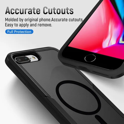 Vista 5 de Funda para iPhone 8 Plus, diseñada para iPhone 7 Plus, [compatible con Magsafe] [probada contra caídas de grado militar] a prueba de golpes, Negro