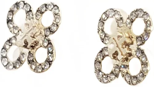 Vista 3 de Tory Burch 141858 Britten Tory - Pendientes de botón para mujer, tono dorado con acento de cristal, Latón, cristal