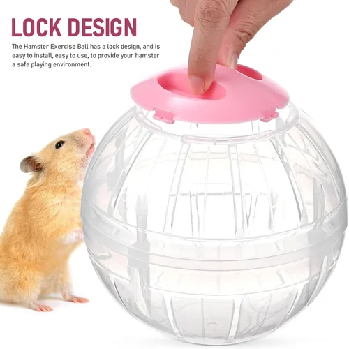 Vista 5 de POPETPOP 2 juguetes de hámster, pelota de ejercicio transparente, rueda de hámster para hámsteres enanos, mascotas pequeñas, correr para aumentar
